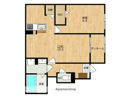 ゴールドメゾン(1LDK/1階)の間取り写真