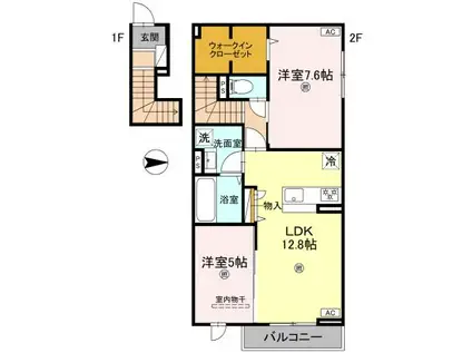 クレールY(2LDK/2階)の間取り写真