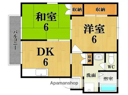 エステートピアタツノ2(2DK/1階)の間取り写真