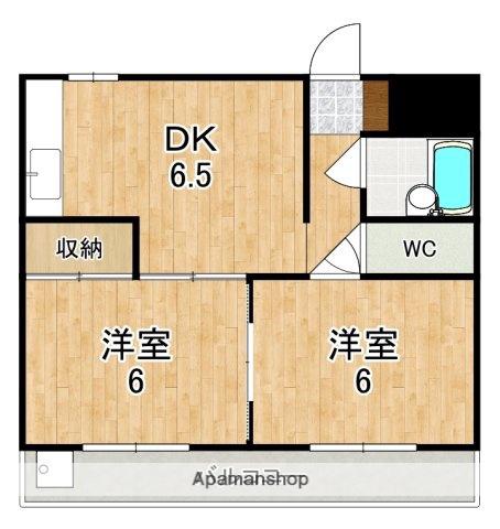 一由ハイツ新大宮(2DK/2階)の間取り写真