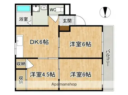 シルクパレスはぎはら(3DK/2階)の間取り写真