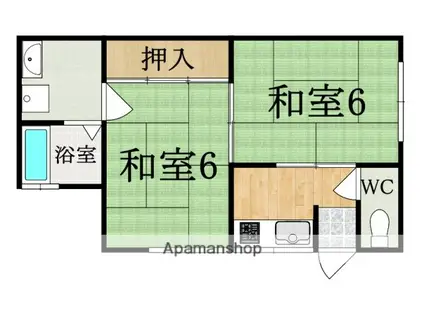 西田ハイツ(2K/1階)の間取り写真