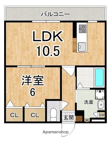 結充IMMEUBLE B館(1LDK/2階)の間取り写真