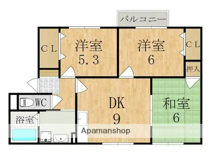 ルミエール二階堂 (3DK/2階)の間取り写真