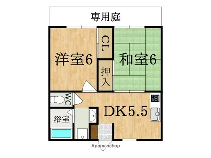 エステートピアドミール(2DK/1階)の間取り写真