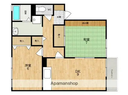 クラスターコート(2LDK/2階)の間取り写真