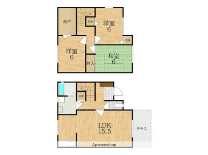 タウンハウス中辻(3LDK)の間取り写真