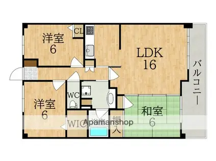 エスバイエルクラスタあやめ池(3LDK/1階)の間取り写真