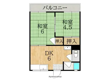 寺本ハイツ(2DK/1階)の間取り写真