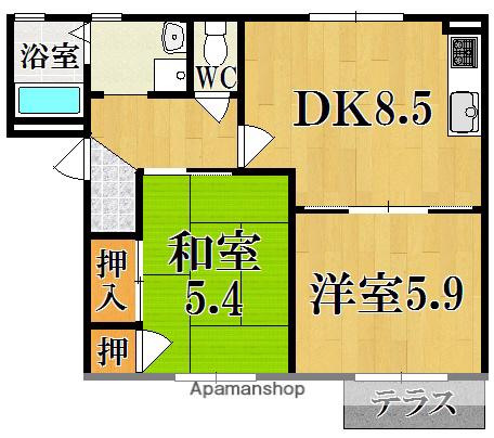 マノワール四条B(2DK/2階)の間取り写真