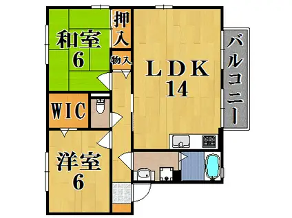 グランメール州見台A棟(2LDK/2階)の間取り写真