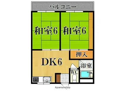 ハイツ小嶋(2DK/3階)の間取り写真