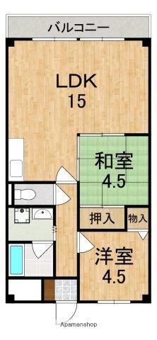 リヴェール三室(2LDK/5階)の間取り写真