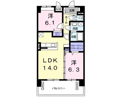 アルドール橿原(2LDK/3階)の間取り写真
