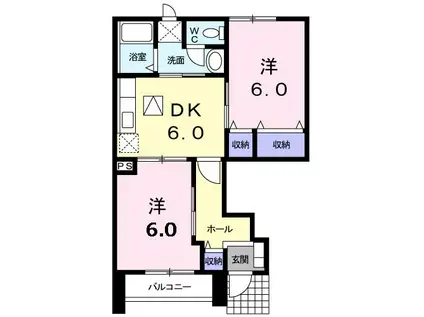 アミティエ華(2DK/1階)の間取り写真