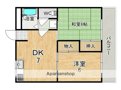 シャトレーハイツ光峰(2DK/2階)の間取り写真