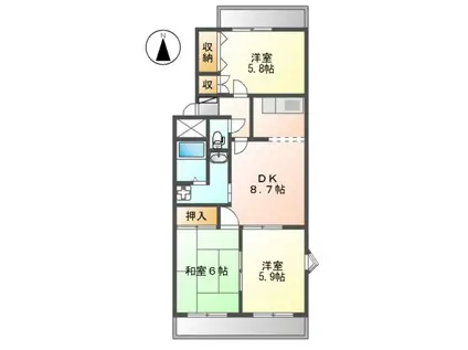 モアイーストⅥ(3DK/2階)の間取り写真