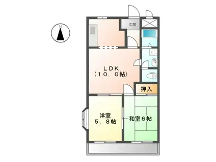 エスポワール神宮(2LDK/2階)の間取り写真