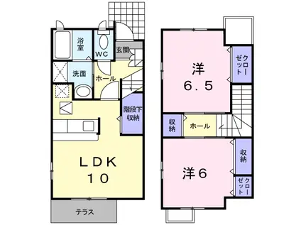 ラ・グラース・ケイ(2LDK/1階)の間取り写真