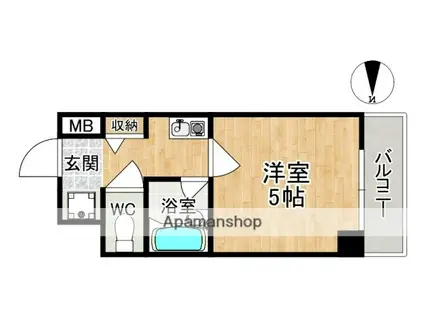 コーポひろおか(1K/4階)の間取り写真