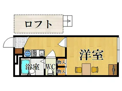 レオパレス サンコート学園前A棟(1K/1階)の間取り写真