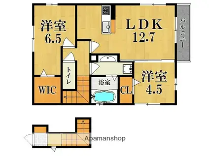カーサ平松(2LDK/2階)の間取り写真