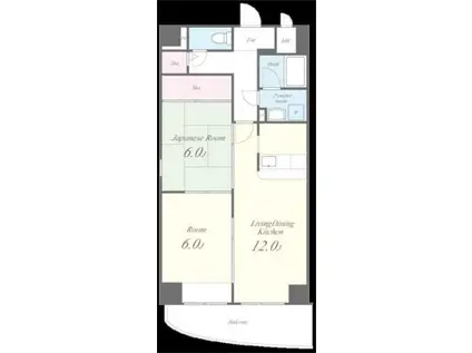 グランドール王寺(2LDK/10階)の間取り写真