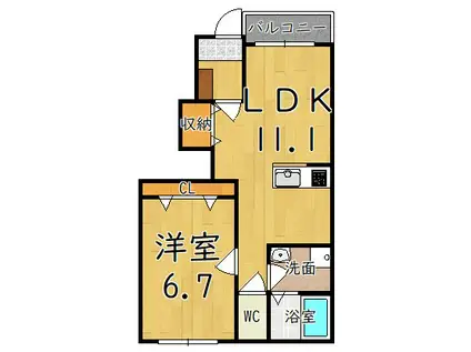 プリマヴェーラ(1LDK/1階)の間取り写真