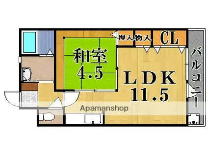 宮ノ裏ハイツ(1LDK/1階)の間取り写真