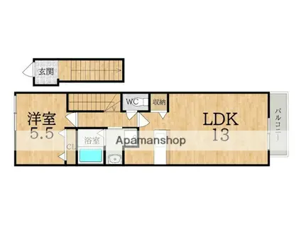 カルムメゾン(1LDK/2階)の間取り写真