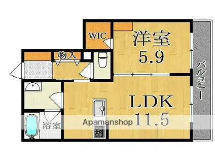 カーサ ネロ(1LDK/2階)の間取り写真