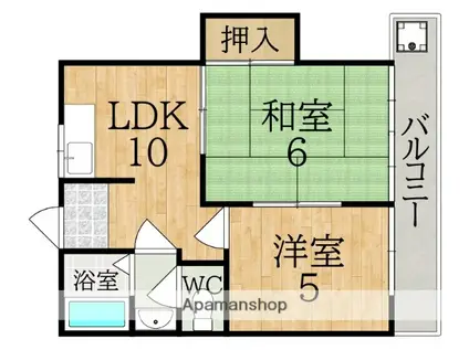 カタヤマハイツ(2LDK/3階)の間取り写真