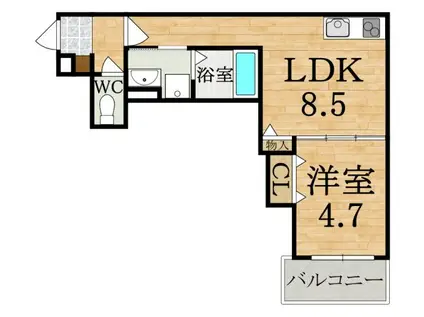 クレアール紺屋町II(1LDK/2階)の間取り写真