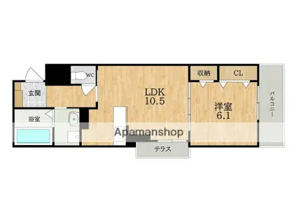 ブランドールα(1LDK/1階)の間取り写真