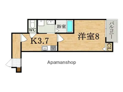 クレアール朝日町(1K/3階)の間取り写真