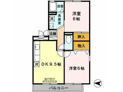 アムール橿原(2DK/3階)の間取り写真