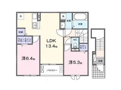 カーサリンドペロー2(2LDK/2階)の間取り写真