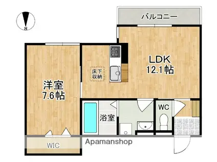 アウスレーゼ高畑(1LDK/1階)の間取り写真