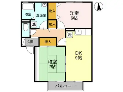 サン・パティオ(2DK/2階)の間取り写真