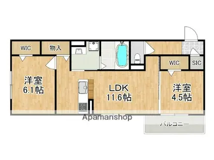 萩 II(2LDK/1階)の間取り写真