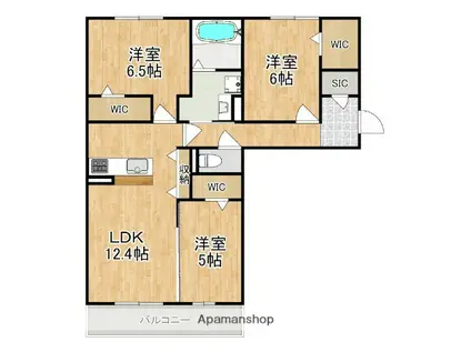 近鉄難波・奈良線 新大宮駅 徒歩18分 3階建 築1年(3LDK/2階)の間取り写真