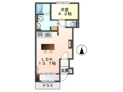 ヴィレッタ2(1LDK/1階)の間取り写真