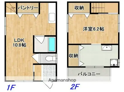 近鉄難波・奈良線 近鉄奈良駅 徒歩9分 2階建 築57年(1LDK)の間取り写真