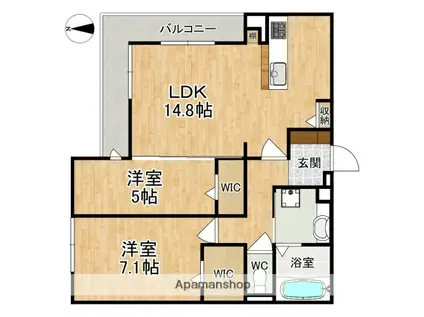 カサ・リチェル(2LDK/2階)の間取り写真