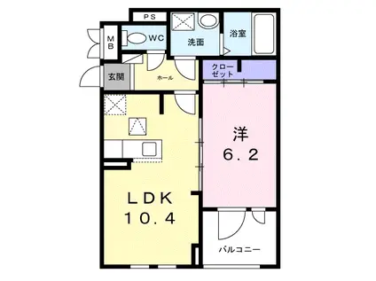 アプリコット4(1LDK/1階)の間取り写真