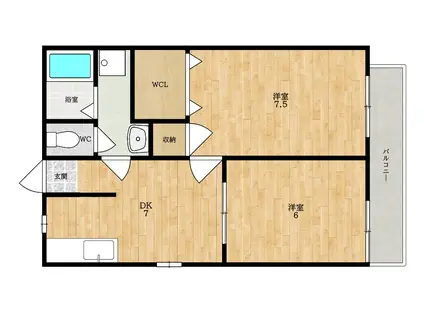 RA・CREW九条(2DK/2階)の間取り写真