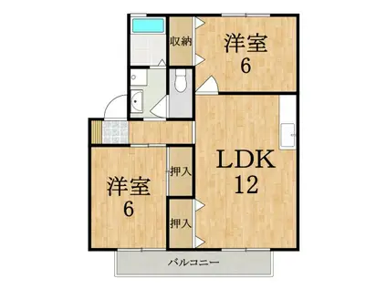 クレセール八木A(2LDK/1階)の間取り写真