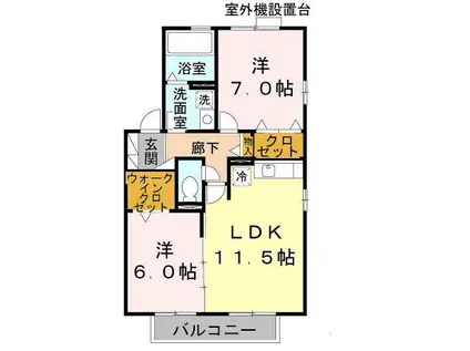 シャルマン高畑A(2LDK/2階)の間取り写真