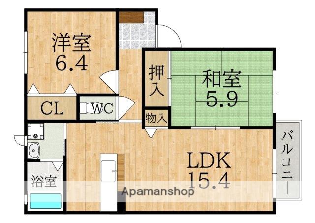 グランディール青垣B棟(2LDK/1階)の間取り写真