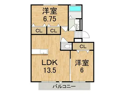 ラ・プリティモエ(2LDK/3階)の間取り写真